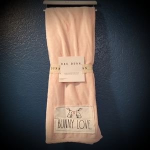 Rae Dunn. Light Pink Plush Throw w/Patch 50"x60"
